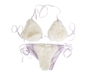 Rabbit Fur Bikini: White furkini