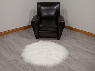 Tibet Lamb Rug: ~3 ft: Round: Bleached White 