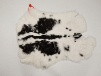 Czech #2/#3 Breeder Rabbit Skin: Black and White Spotted Spotted rabbit skins, Czech Fawn rabbit fur, Czech rabbit pelt, natural color, rabbit