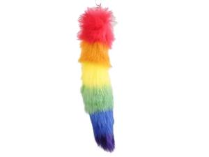 Imitation Fox Tail Keychain: Rainbow 