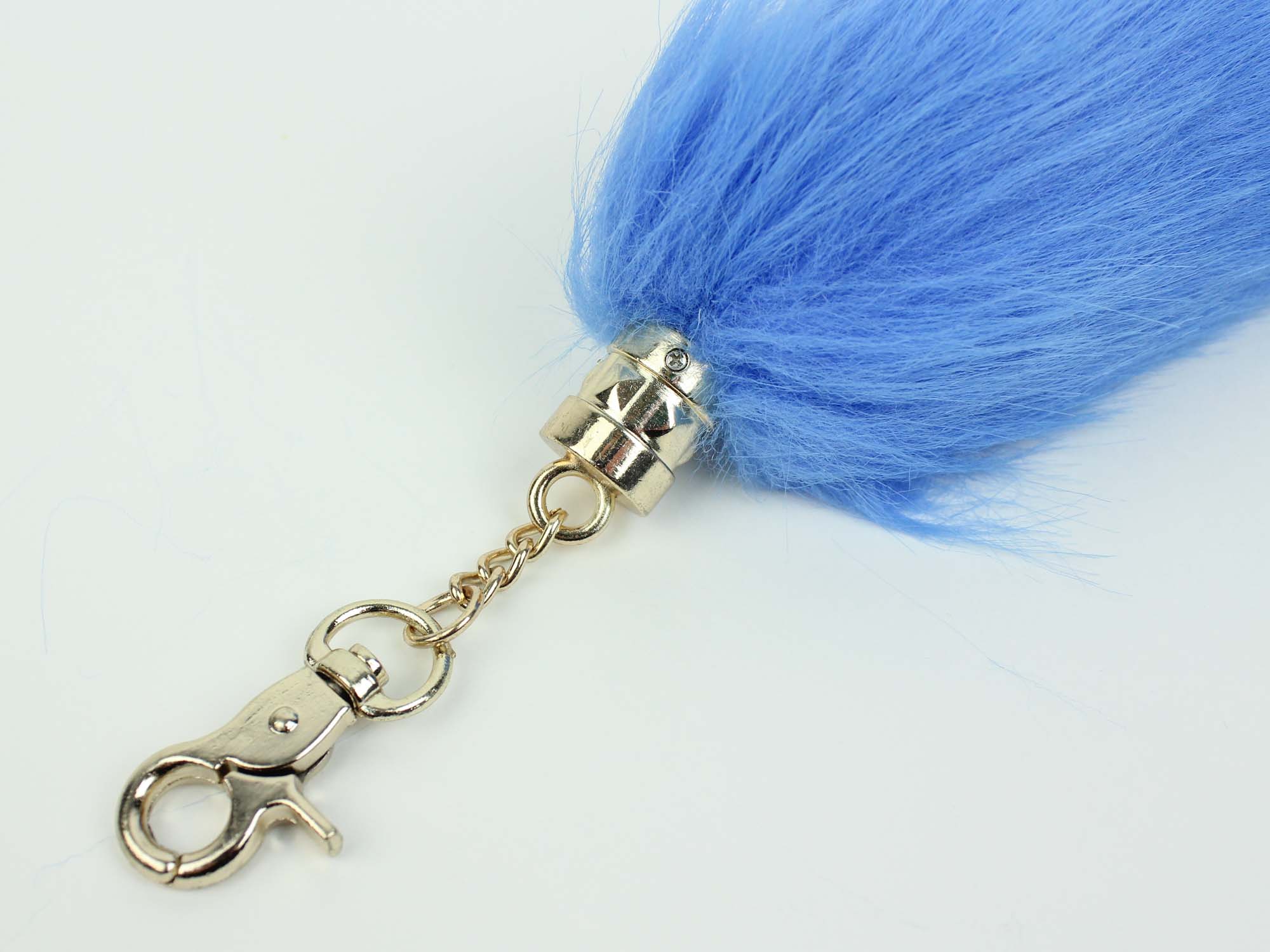 Imitation Fox Tail Keychain: Blue