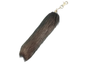 Imitation Fox Tail Keychain: Dark Brown fake fox tail keychains, reproduction fox tail keychains