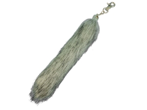 Imitation Fox Tail Keychain: Gray grey fake fox tail keychains, reproduction fox tail keychains