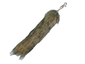 Imitation Fox Tail Keychain: Two-Tone Brown fake fox tail keychains, reproduction fox tail keychains