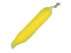 Imitation Fox Tail Keychain: Yellow fake fox tail keychains, reproduction fox tail keychains