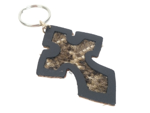 Real Rattlesnake Skin Cross Keychain 
