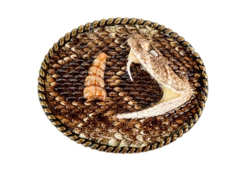 Rattlesnake Belt Buckle: Half Head and Rattle 