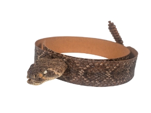 1.25" Real Rattlesnake Hat Band with Head &amp; Rattle: Closed Mouth rattlesnake hatbands