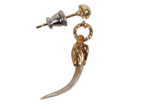 Real Rattlesnake Fang Earrings: Gold-Tone (Single) 