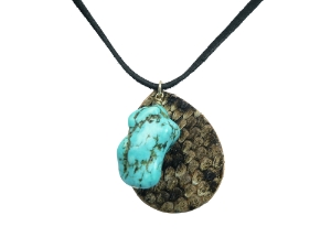 Real Rattlesnake Skin Turquoise Teardrop Necklace 