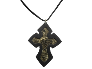 Real Rattlesnake Skin Cross Necklace 