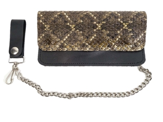 Real Rattlesnake Skin Wallet: Trucker with Chain 
