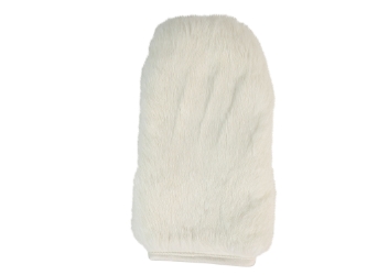 Rabbit Fur Massage Mitt: No Thumb: Lined: White rabbit fur massage gloves