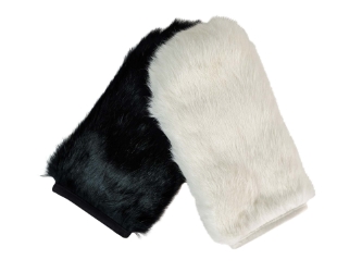 Rabbit Fur Massage Mitt: No Thumb: Lined: Yin/Yang (Pair) rabbit fur massage gloves