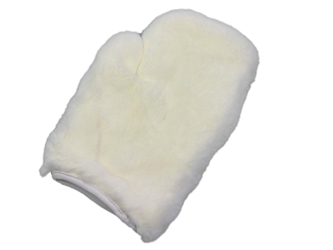 Rex Rabbit Fur Massage Mitt: White rabbit fur massage gloves