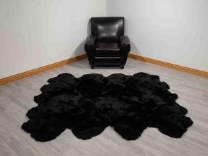 Dyed Australian Sheepskin Octo Rug: ~71" x 92": Black 