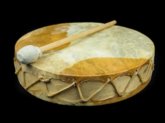 Round Rawhide Drum with Stick: 11.5" to 12" 