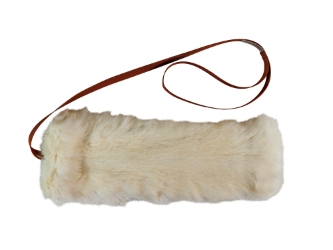 Rabbit Skin Dog Training Tool: Small Wide: White 
