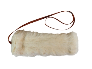Rabbit Skin Dog Training Tool: Small Wide: White 