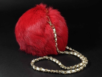 Rabbit Fur Bomb Purse: Red rabbit fur bags
