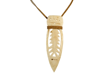 Iroquois Bone Antiqued Tree of Peace Spearhead Necklace 