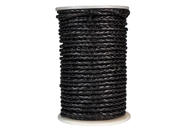 Braided Leather Cord 3mm x 25m: Black 