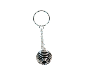 Caged Tumbled Stone Keychain: Black Obsidian 