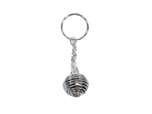 Caged Tumbled Stone Keychain: Hematite 