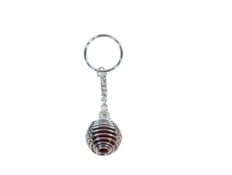 Caged Tumbled Stone Keychain: Mahogany Obsidian 