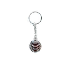 Caged Tumbled Stone Keychain: Mahogany Obsidian 