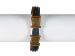 Copper Bracelet: Flat Top & Wire with 2 Copper and 1 Silver Square 