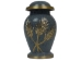 Cremation Keepsake Urn In Velvet Box: Gray Enameled, Gold Wheat Design - 1136-30-692 (Y2GC02)