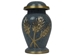 Cremation Keepsake Urn In Velvet Box: Gray Enameled, Gold Wheat Design - 1136-30-692 (Y2L)