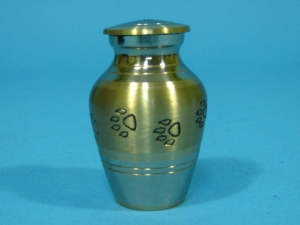 Cremation Keepsake Urn for Pets: In Velvet Box: Brass: Two Tone Finish 
