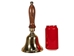 Lacquered Brass Bell with Wood Handle: ~9" - 1136-50-847 (9UL22)