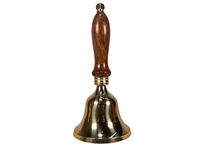 Lacquered Brass Bell with Wood Handle: ~9" 