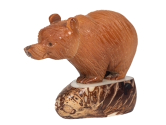 Tagua Nut Carving: Brown Bear 