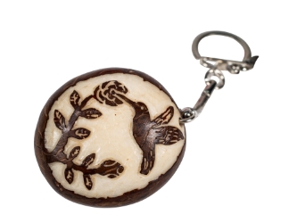 Tagua Nut Keychain: Hummingbird 