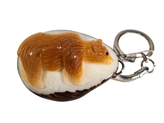 Tagua Nut Keychain: Brown Bear 