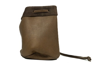 Olive Brown Leather Bullet Bag: Large 