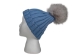 Baby Blue 100% Merino Wool Hat with Natural Blue Fox Pompom - 1292-BFNABB-AS (Y2NRA)