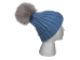 Baby Blue 100% Merino Wool Hat with Natural Blue Fox Pompom - 1292-BFNABB-AS (Y2NRA)