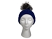 Royal Blue 100% Merino Wool Hat with Natural Silver Fox Pompom - 1292-SVNARB-AS (9UL24)