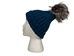 Teal 100% Merino Wool Hat with Natural Silver Fox Pompom - 1292-SVNATE-AS (9UL24)