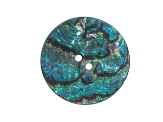 Mexican Green Abalone Shell Button: 40-Line (25.4mm or 1") 
