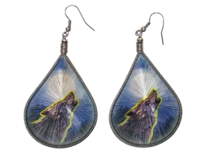 Thread Earrings: Wolf Design 