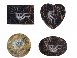 4 Soapstone Boxes: Kokopelli: 3" x 4" 