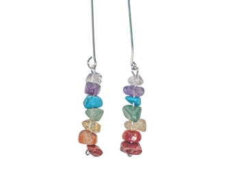 Chakra Chip Stick Earrings: Silver Color 