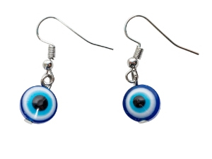 Single Evil Eye Earrings: Silver Color 