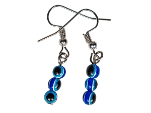 Triple Evil Eye Earrings: Silver Color 